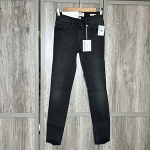 Frame‎ Le Skinny Jeans Size 27 Raw Hem Mid Rise Dark Gray Color NEW